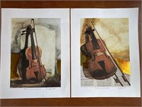 Signed Art violin prints