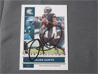 JALEN HURTS SIGNED SPORTS CARD WITH COA