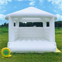 13FT White Bounce House Castle with Roof Top