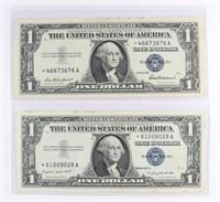 (2) x **STAR NOTE** $1 SILVER CERTIFICATE NOTES