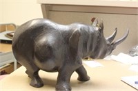 Large Solid Wood Rhinoceros