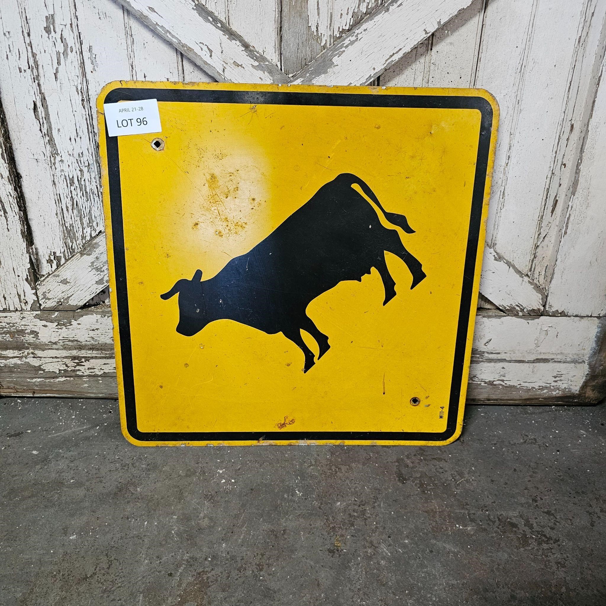 Metal Cow Crossing Road Sign