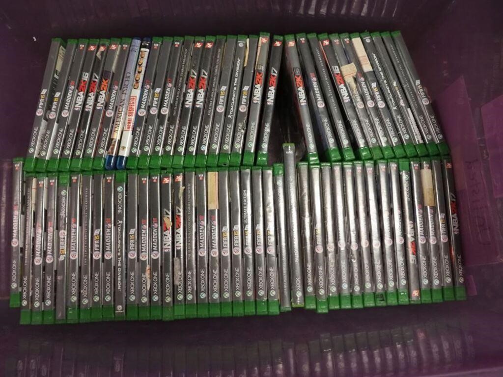 Large tub of XBox One games, mostly FIFA, Madden,