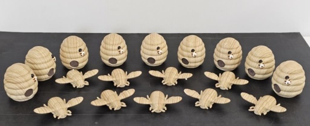 NEW - RESIN BEES & HIVES - 18 PIECES