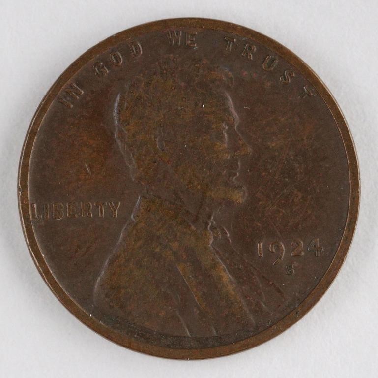 1924-S US LINCOLN WHEAT CENT COIN