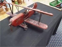 Decorative wood and metal biplane, 28" long
