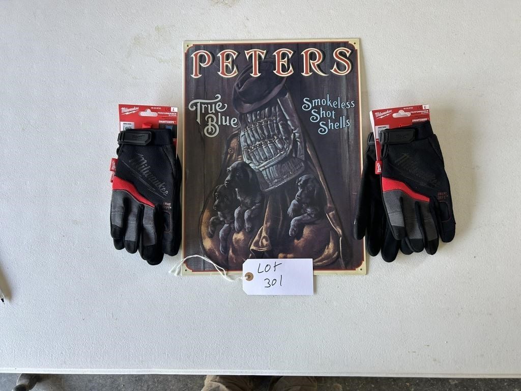 (2) Pair Milwaukee Gloves With Peters Sign