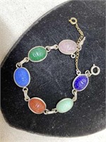 Vintage 7-1/2in Natural Stone Scarab Bracelet