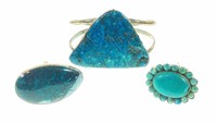 Sterling Silver & Turquoise Bracelet & Rings