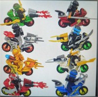8 pc ninja motorcycle building block set