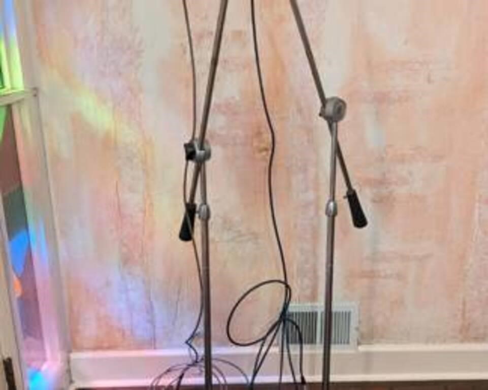 PAIR OF SONY MICROPHONES AND STANDS
