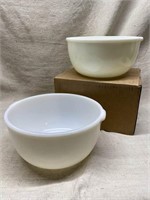 2 White Glass Mixing Bowls