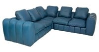 Jay Spectre for Century Blue Leather Sofa