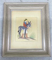 Native American With Mule Signed Harrison Begay