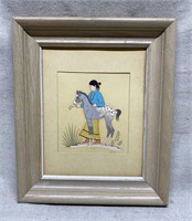 Native American Signed Art Lady and Horse