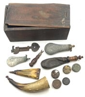 Civil War Powder Horns & Percussion Caps and Flask