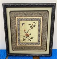Framed Asian Embroidered Artwork