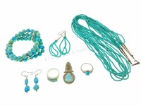 Sterling Silver, Howlite & Turquoise Jewelry