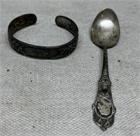 Sterling Silver Bracelet & Spoon