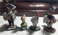 4 Ceramic Chicken Figures