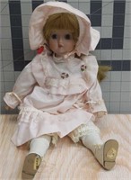 Porcelain collectible doll  "Sara" with pink