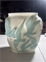 White Vase with Blue Bird Design