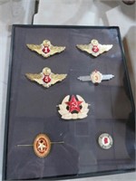 RUSSIAN VINTAGE MILITARY PINS IN FRAME