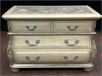 French Inspired Marble Top Wood Chest Of Drawers