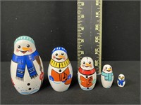 Cute Set of Russian Nesting Snowmen Dolls