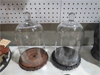 2 GLASS DISPLAY DOMES