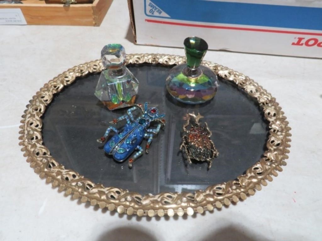 PERFUMES & JEWELED INSECT BROOCHES