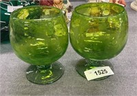 Handblown Apple Green Glass Goblet Brandy S