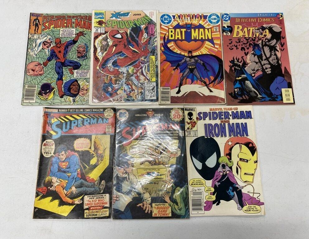Group of Spiderman, Batman, Superman Comics