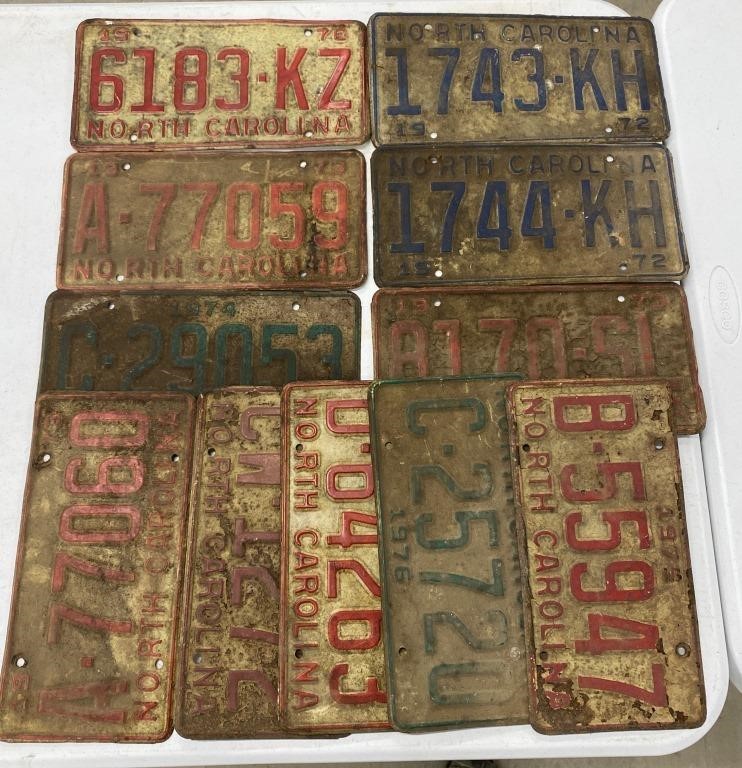 Group of 1970's NC License Plates