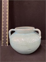 JB Cole Light Blue Three Handle Pottery Vase