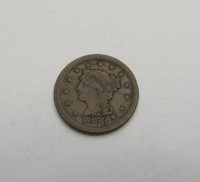 1853 Full Liberty US Large Cent