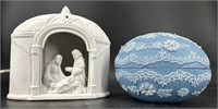 Vintage Ceramic Egg & Ceramic Lighted Nativity