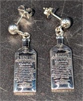 Rare Absolut Vodka Silver Plated Earrings F