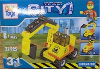 Lego style building block set excavator