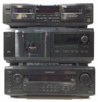 (3pc) Sony Cassette Deck, Cd Player, Receiver