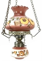 Vintage Floral Glass Hanging Parlor Lamp