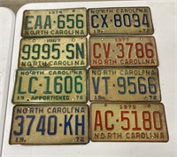 Group of Vintage NC License Plates