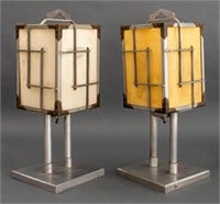 Seisakusho Japanese Art Deco Aluminum Lamps, Pair