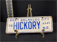 1972 Hickory, NC City Tag