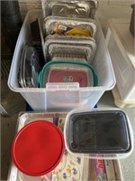 Plastic Totes, Assorted Foil Pans, Plasticware