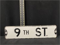 Early 9th Street Enamel Street Sign