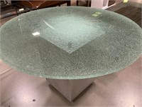 Laminated Crackled Glass Pedestal Table