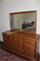 9 Drawer Wooden Mirror/Dresser 59x18x62H to top