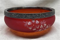 Red Floral Glass Bowl