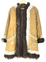 Hand Embroidered Reverse Buffalo Hide Coat